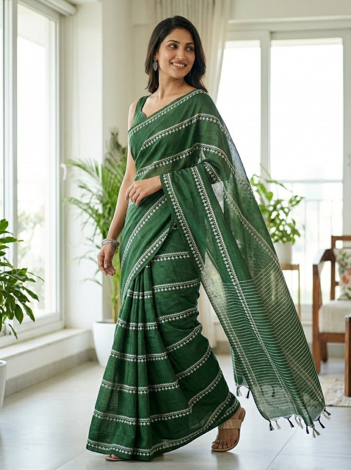Desi Diva Drape Cotton Saree( Green )