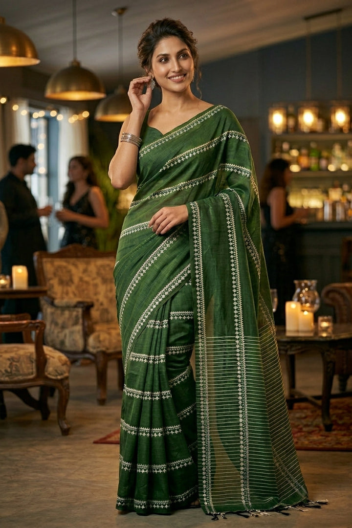 Desi Diva Drape Cotton Saree( Green )