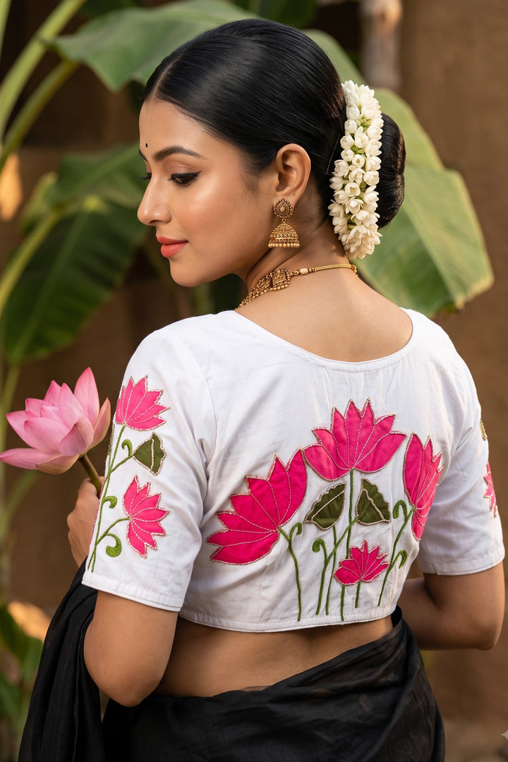 Shantimaya - Lotus Appliqué Katdana Designer Blouse