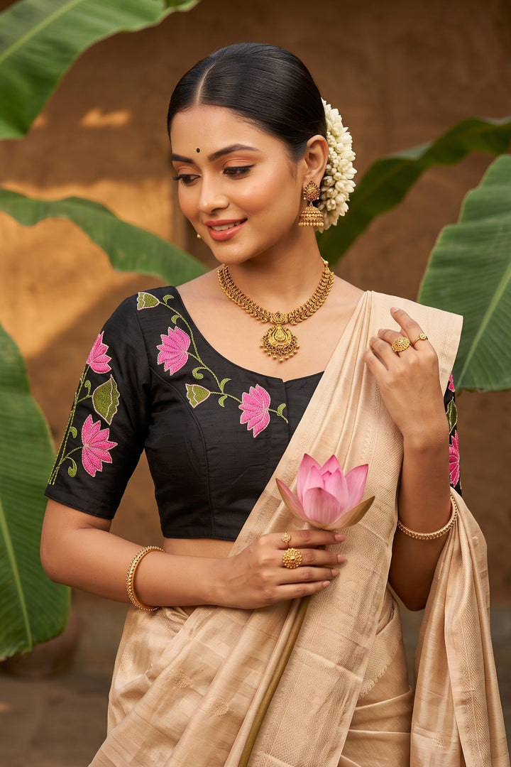 Shantimaya - Lotus Appliqué Katdana Designer Blouse