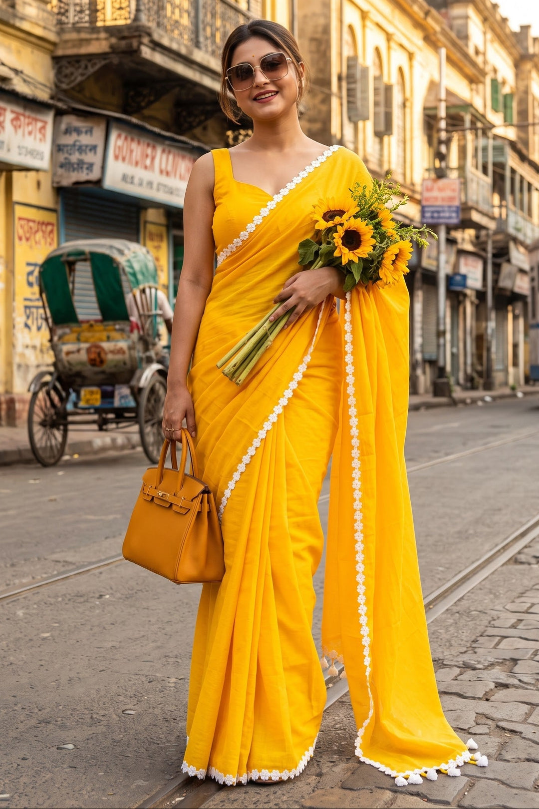 Meghanjali (মেঘাঞ্জলি)  Khadi Cotton Saree With Lace