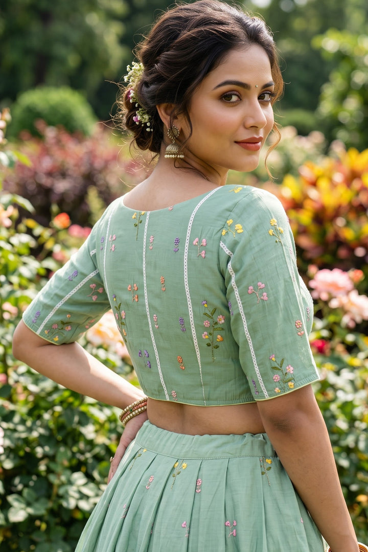 Eden Blossom Chanderi Silk Embroidered Blouse