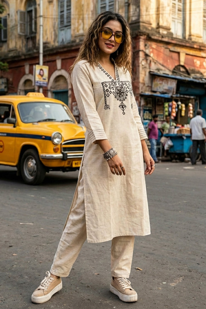 Snowflake Charm Cotton Kurti Set