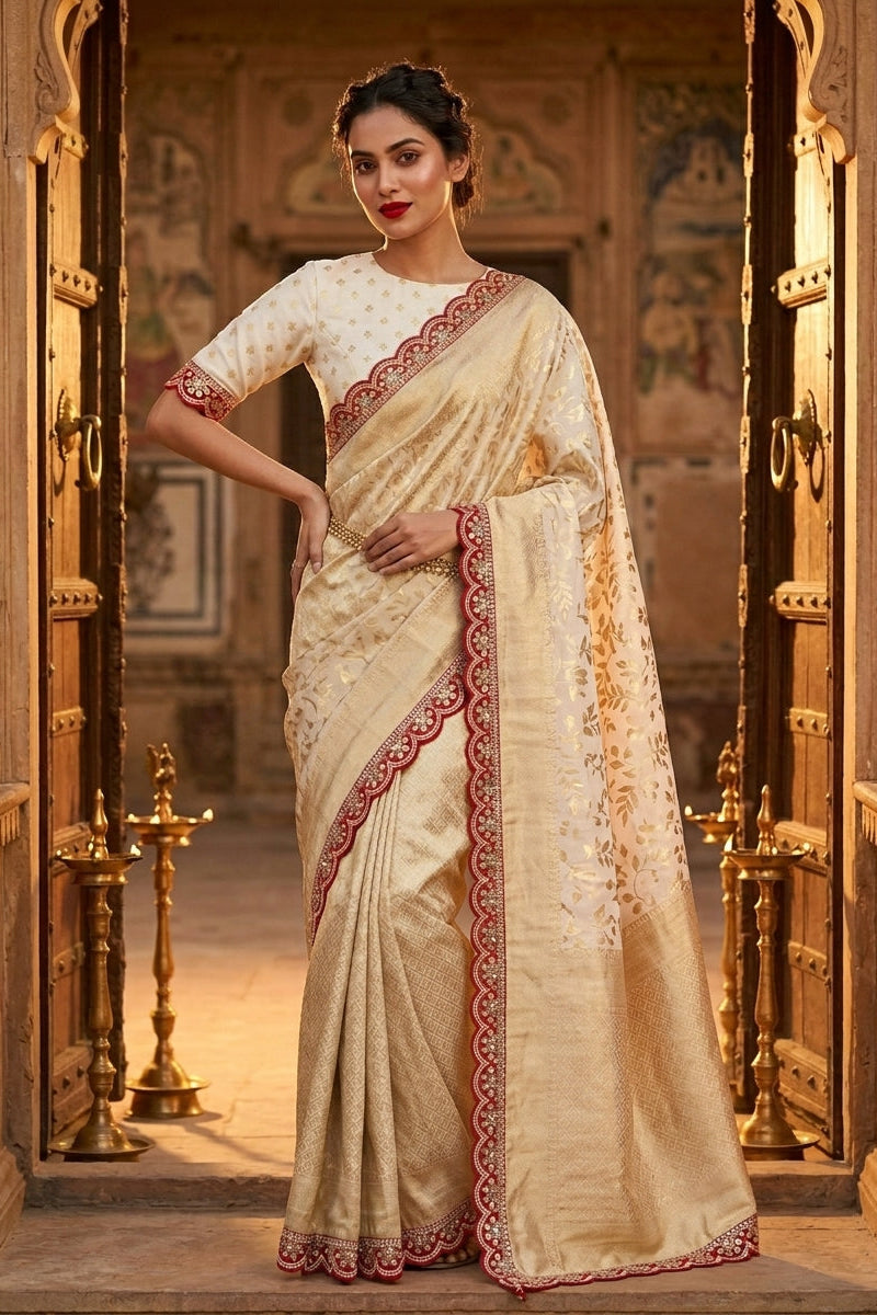 Devotion Drapes Crepe Khaddi Silk Saree