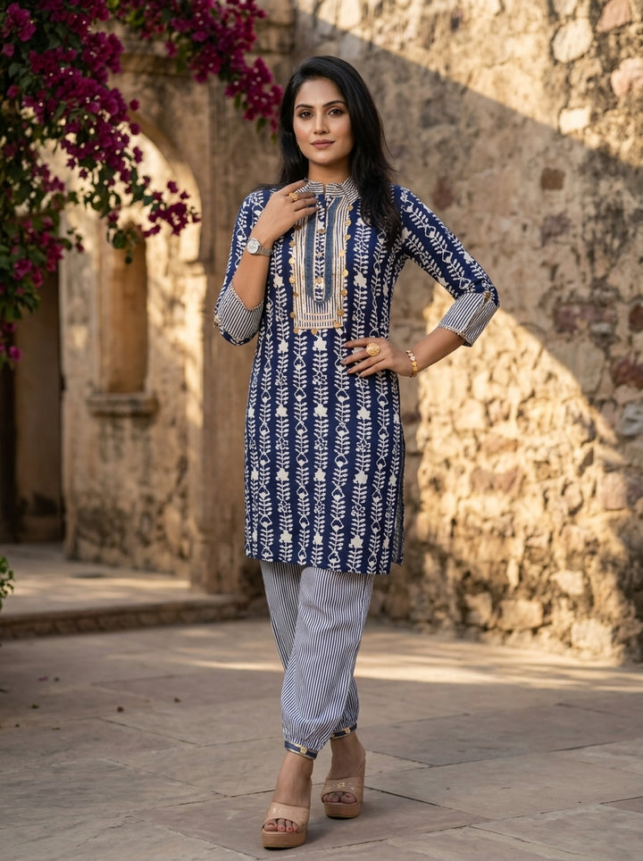 Indigo Gini Kurti Set