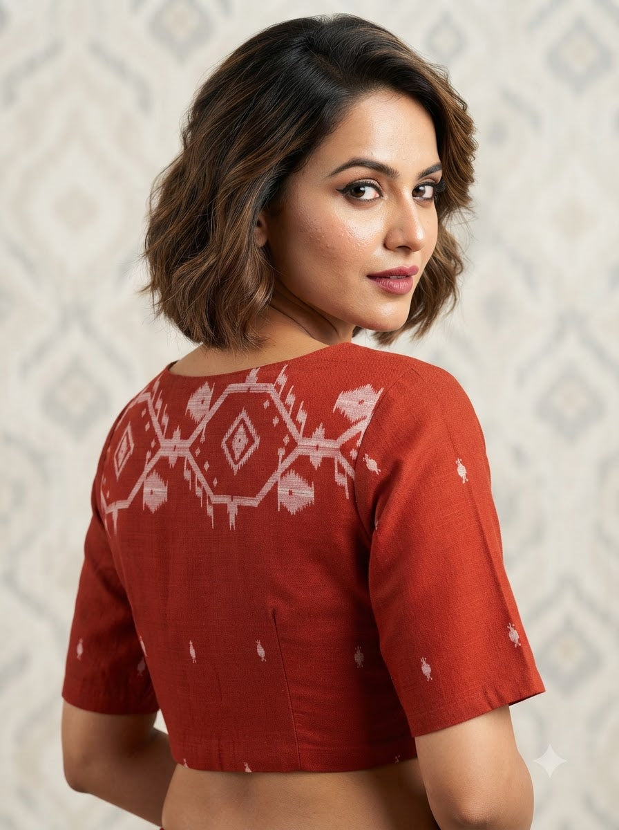 New World Grace – Jamdani Woven Punjabi Collar Blouse