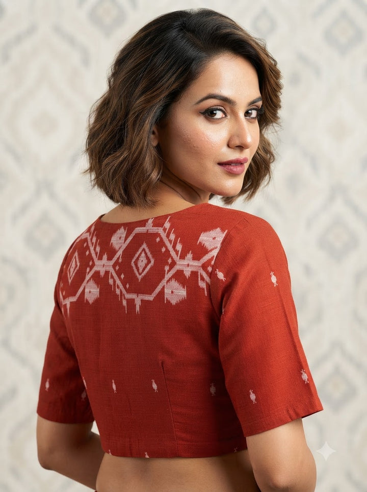 New World Grace – Jamdani Woven Punjabi Collar Blouse