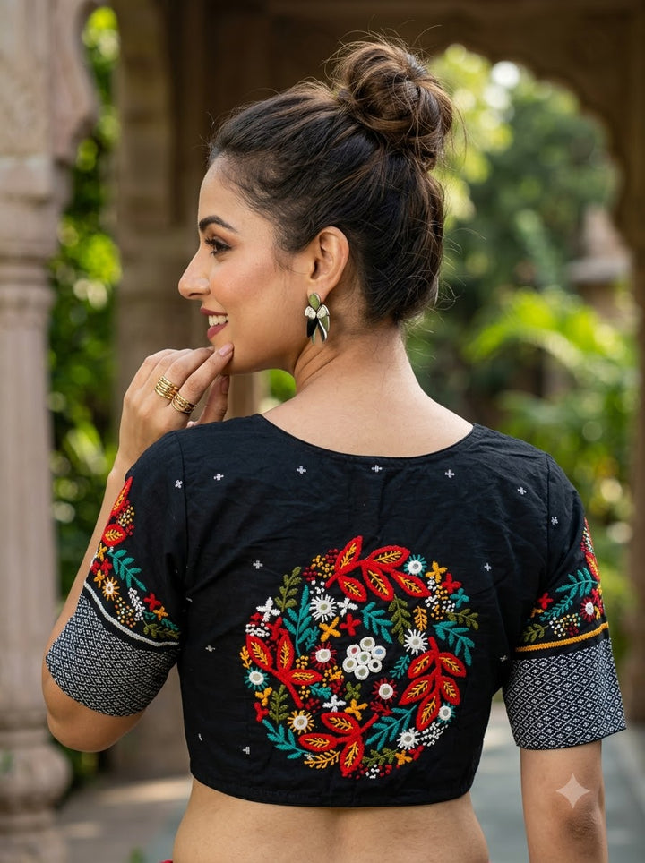 Aarohi Floral Glam Cotton  Blouse
