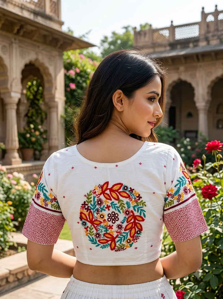 Aarohi Floral Glam Cotton  Blouse