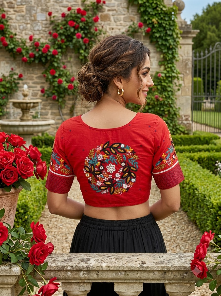 Aarohi Floral Glam Cotton  Blouse