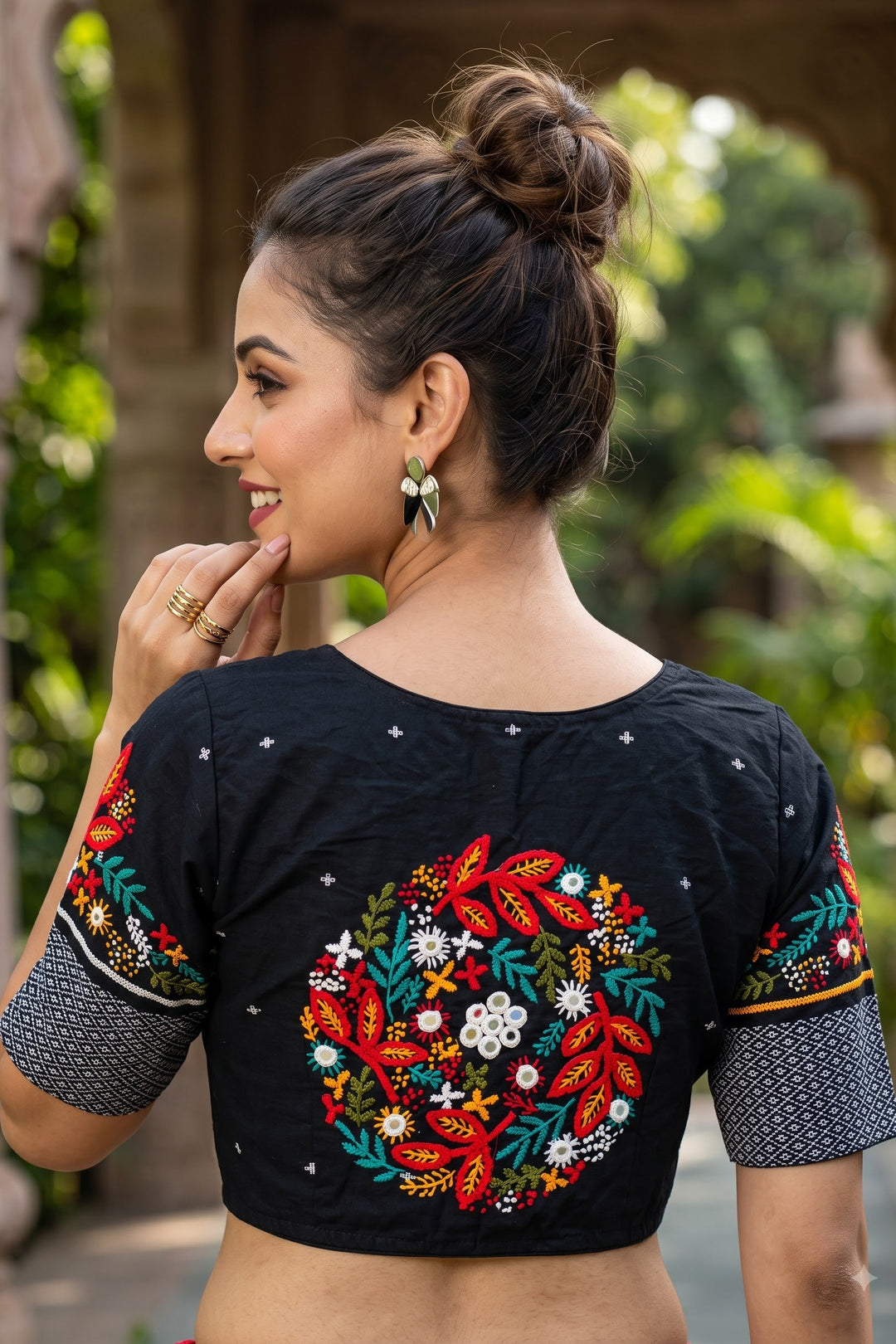 Aarohi Floral Glam Cotton  Blouse