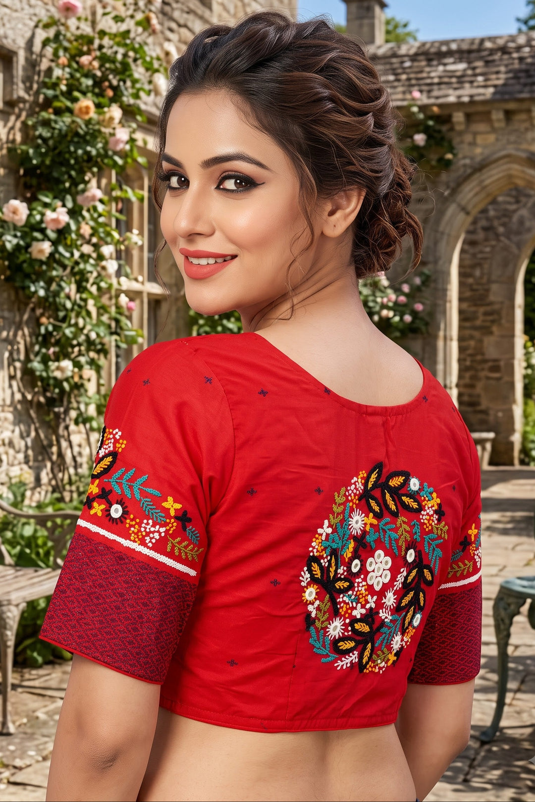 Aarohi Floral Glam Cotton  Blouse