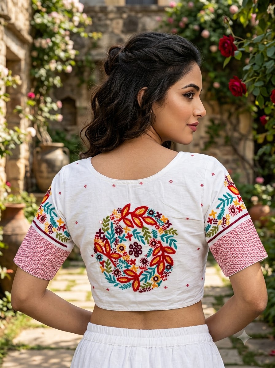 Aarohi Floral Glam Cotton  Blouse