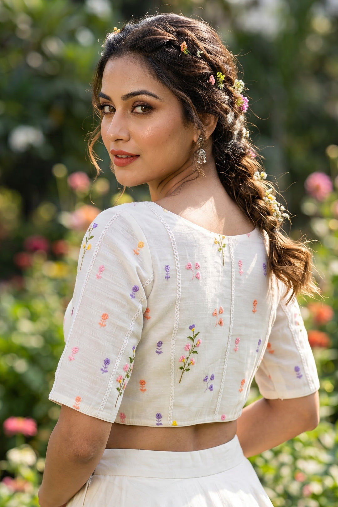 Eden Blossom Chanderi Silk Embroidered Blouse