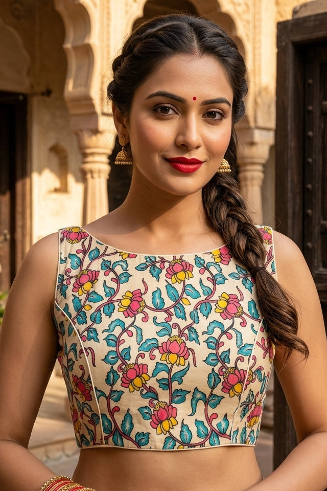 Fleur Essence kalamkari-Designer Blouse