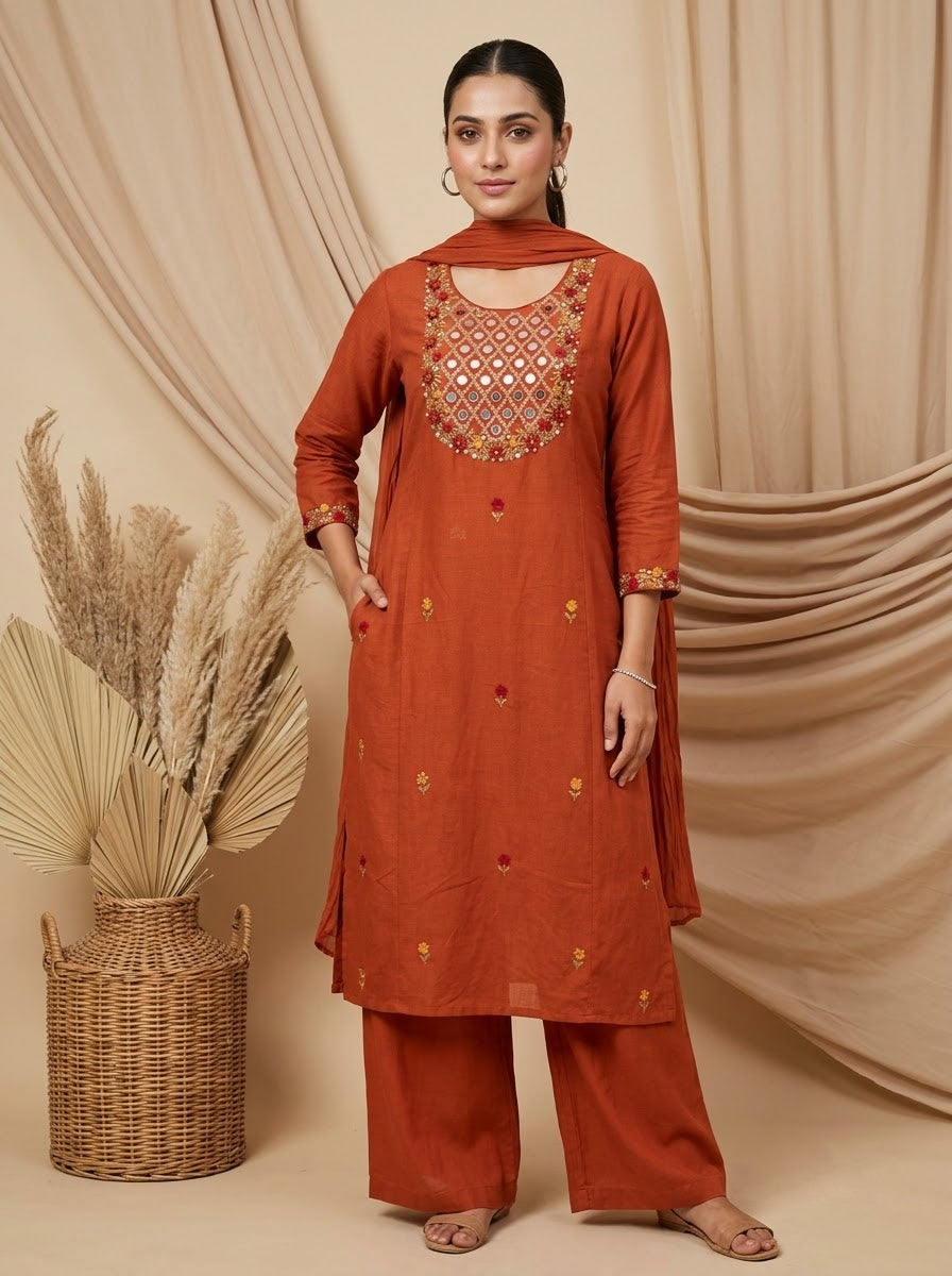 The Desi Crush Cotton Kurti Set
