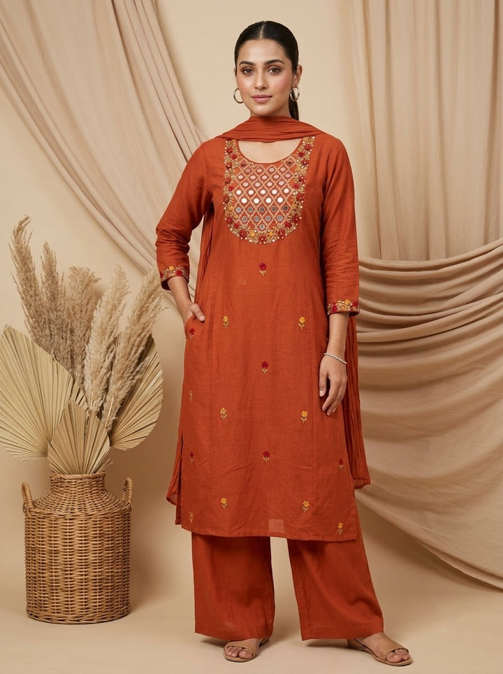 The Desi Crush Cotton Kurti Set