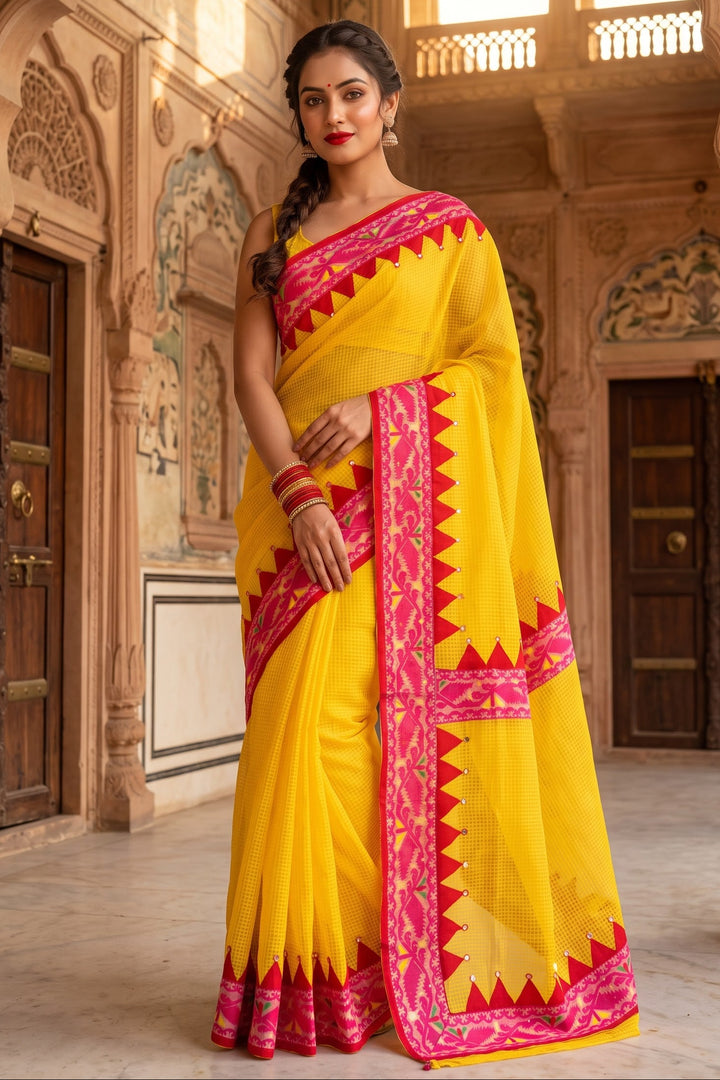 Roudrarekha Jamdani Applique Work Kota Saree