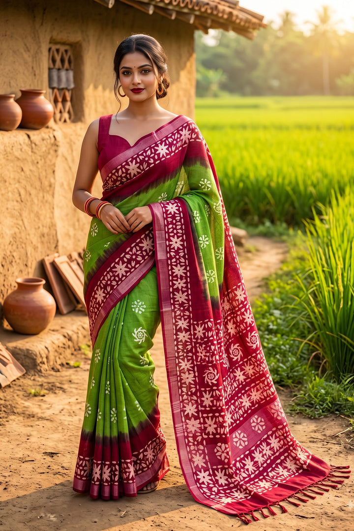 Ronger Porosh (রঙের পরশ) Cotton Linen Saree