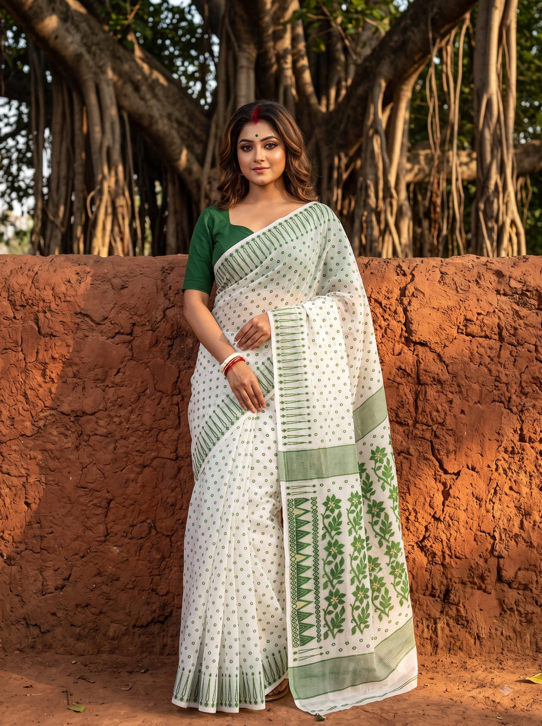 Basanti Bela Bengal Jamdani Saree