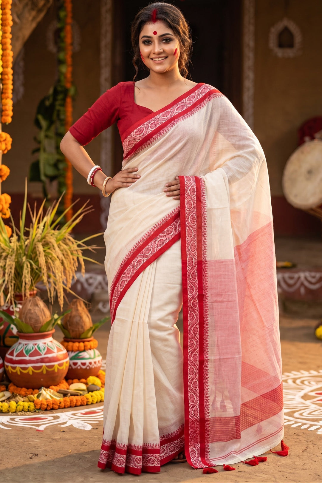 Bodhon Classic khadi Jamdani Saree