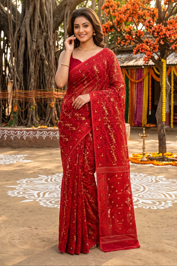 Megher Gaan Dhakai Jamdani Saree