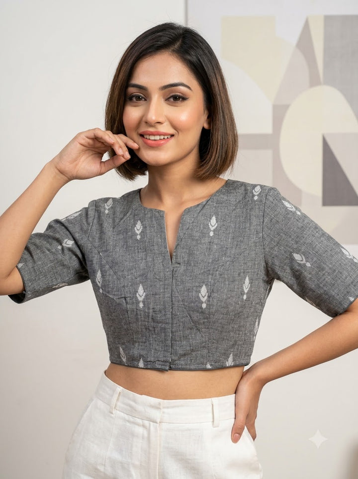 The Graceful Scholar Punjabi Collar Blouse