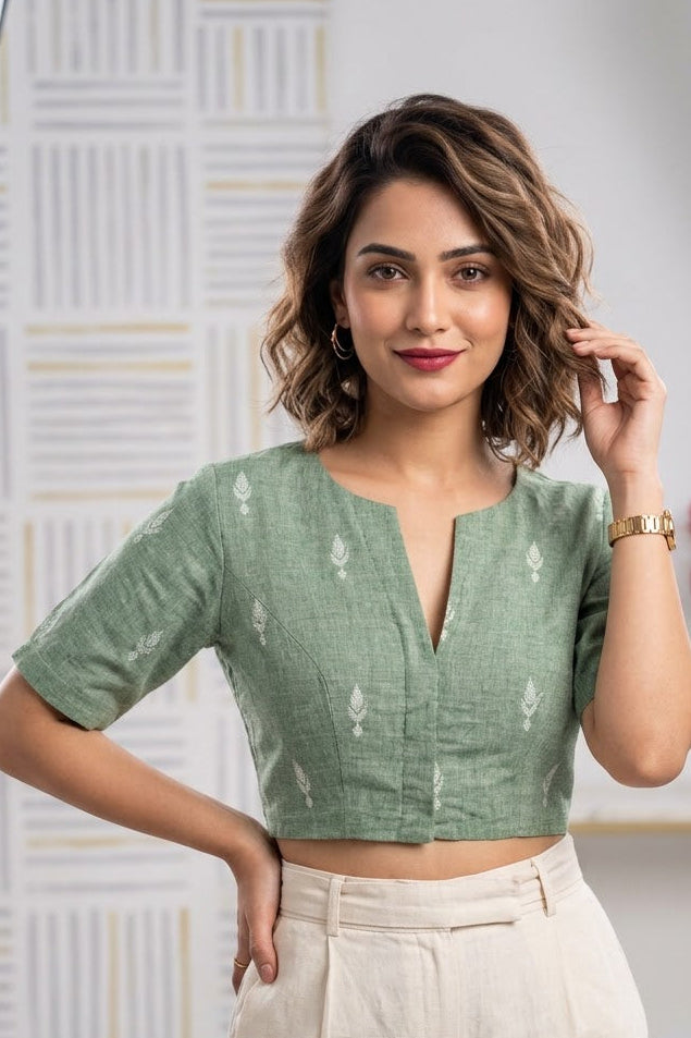 The Graceful Scholar Punjabi Collar Blouse