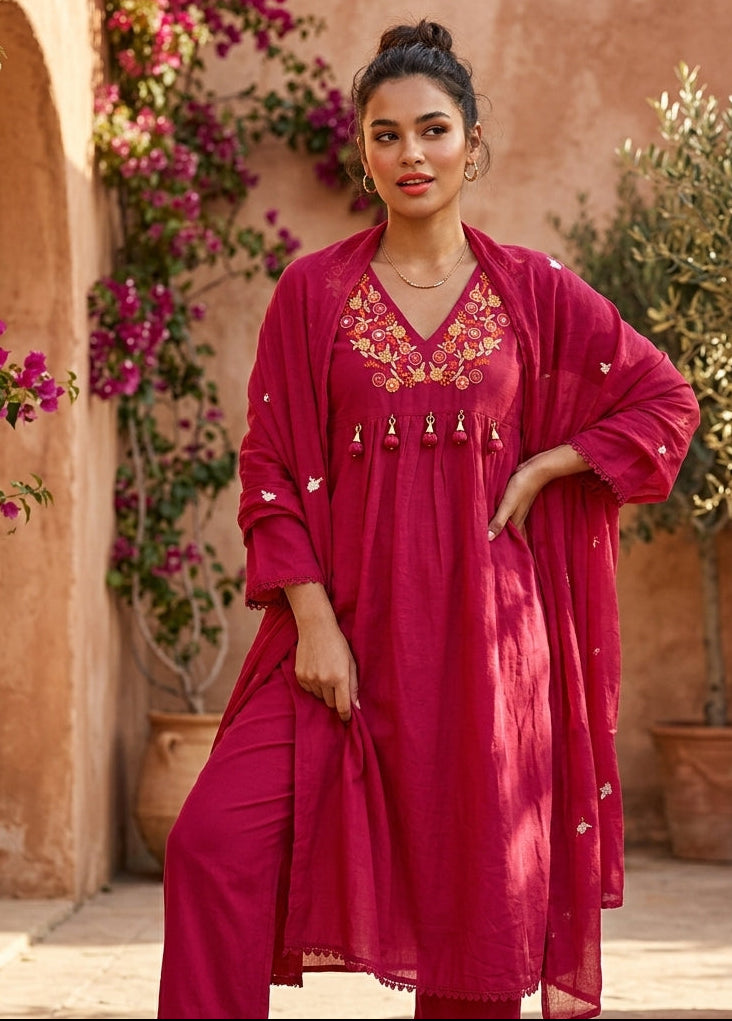 Cheers To summer Designer Cotton Kurti Set