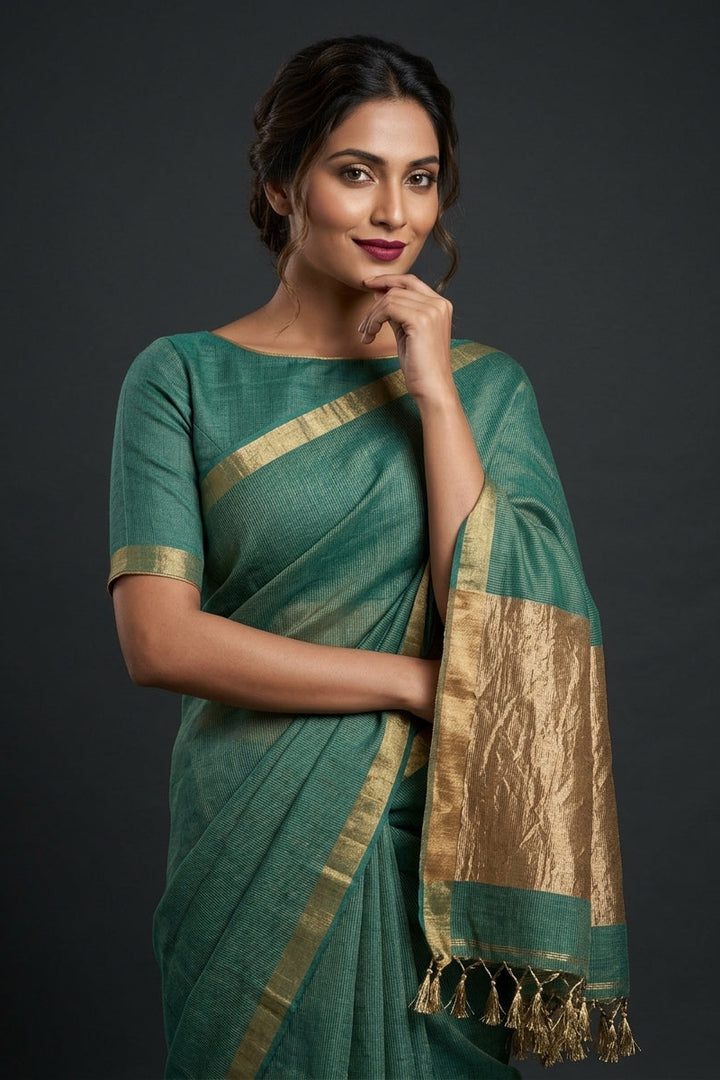 Chakro Rekha Tissue Linen Saree