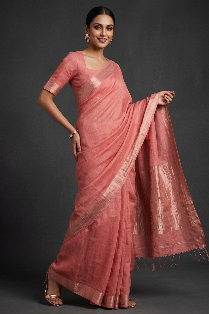 Chakro Rekha Tissue Linen Saree