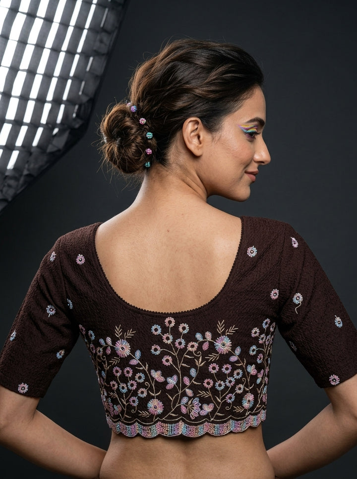 Finest of fine- Floral Stretchable Knitted Blouse