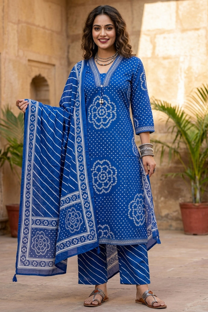 The Indigo Heritage Cotton Kurti Set