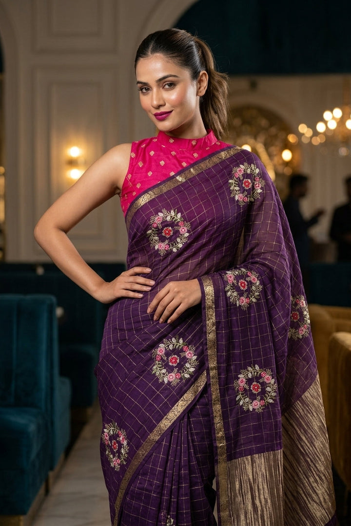 Blush Blossom Chinnon Silk Saree
