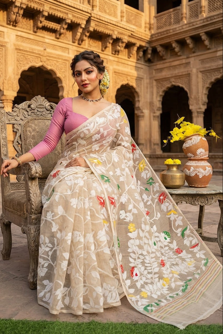Kanan- A Beautiful World Jamdani Cotton Saree