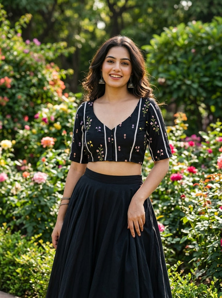 Eden Blossom Chanderi Silk Embroidered Blouse