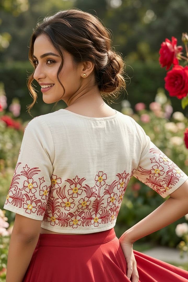 Mirror Magic & Flowers- Embroidered Blouse
