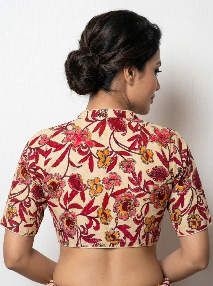 Retro Sketch Kalamkari Designer Blouse