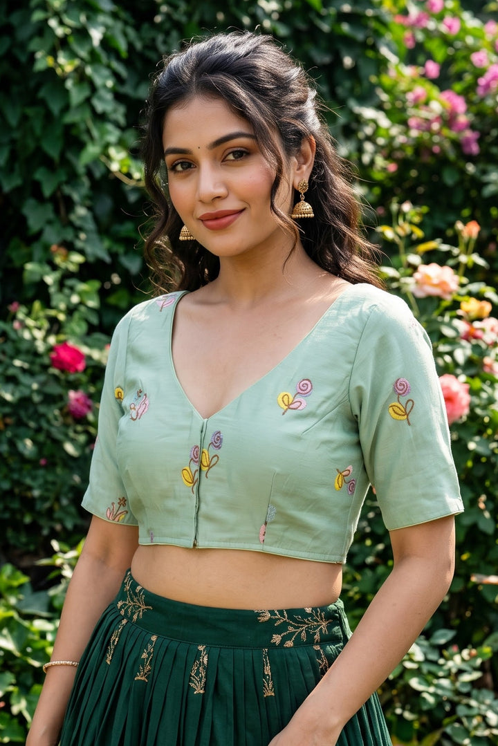 Behind Every Smile Chanderi Silk Embroidered Blouse