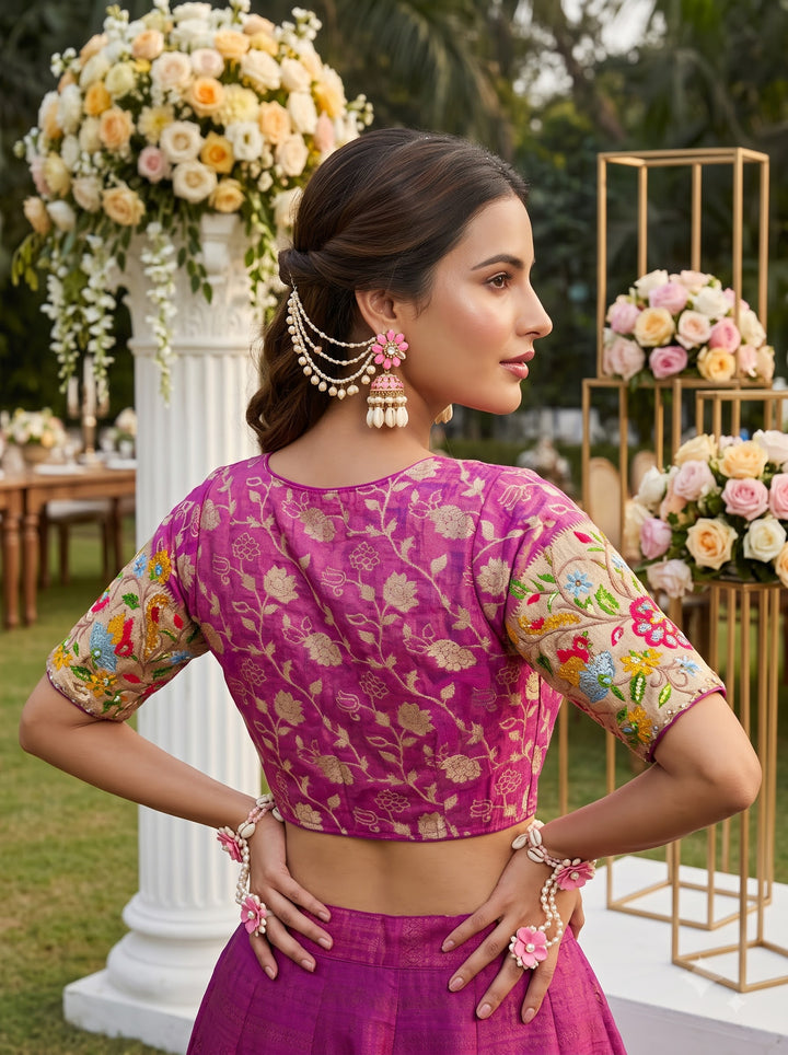 Language of Flowers – Designer Tissue Jacquard Blouse