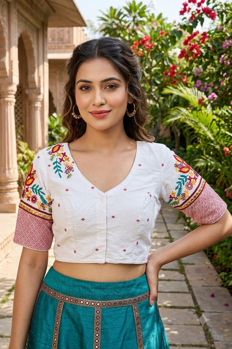 Aarohi Floral Glam Cotton  Blouse