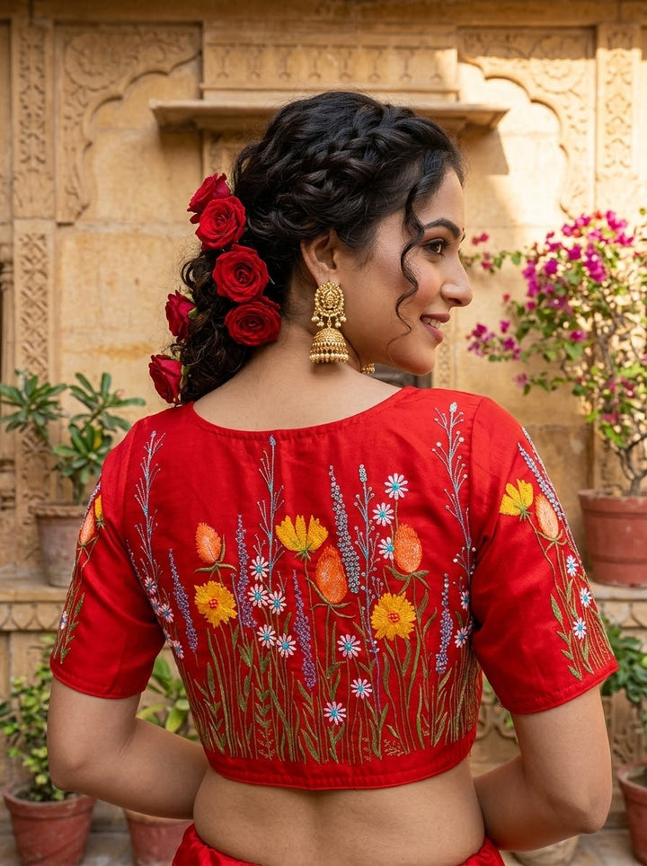 Gilded Garden Vichitra Silk Blouse