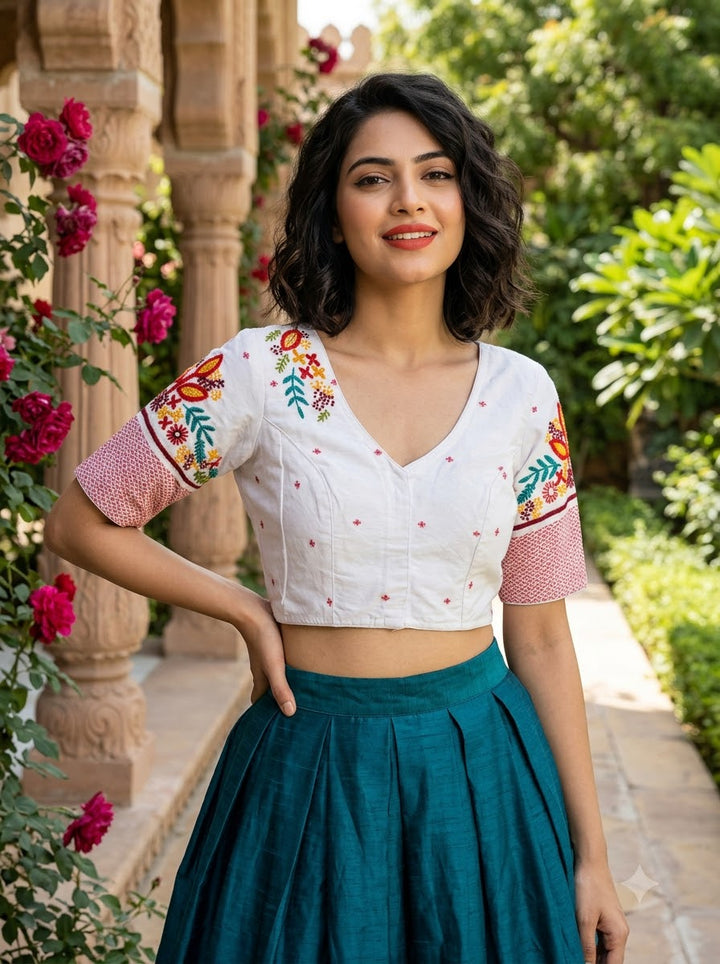 Aarohi Floral Glam Cotton  Blouse