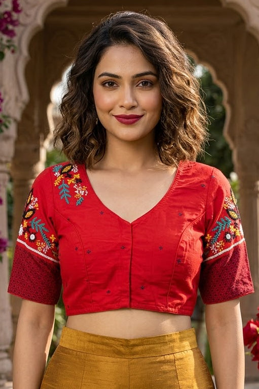 Aarohi Floral Glam Cotton  Blouse