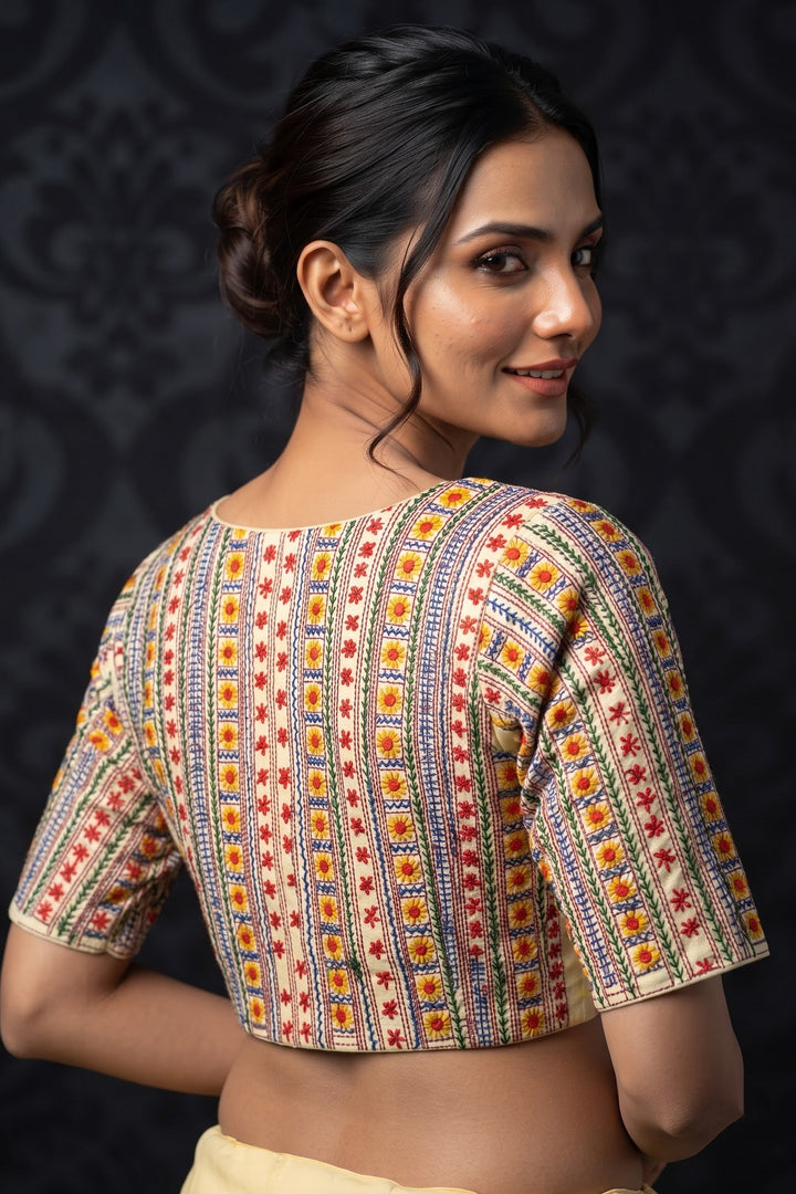 Sunflower Reverie-Multicolor Handwork Blouse