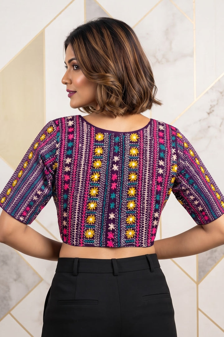 Sunflower Reverie-Multicolor Handwork Blouse