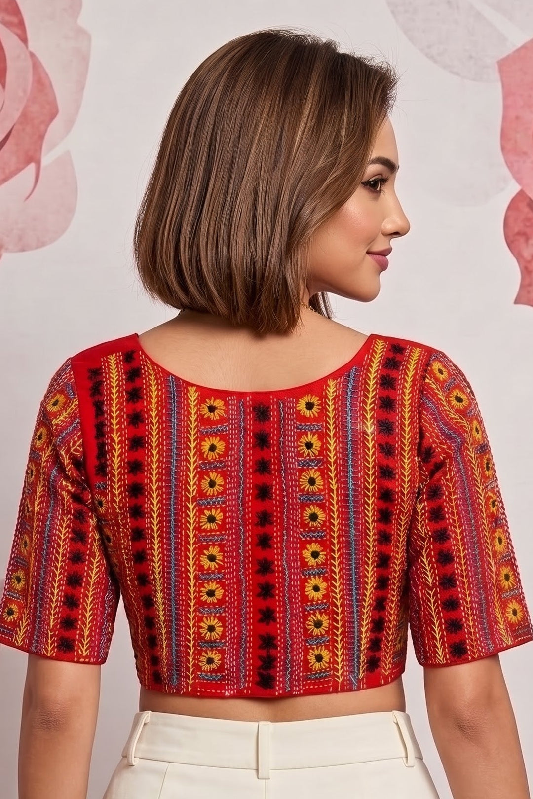 Sunflower Reverie-Multicolor Handwork Blouse