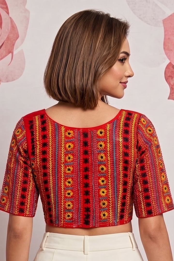 Sunflower Reverie-Multicolor Handwork Blouse
