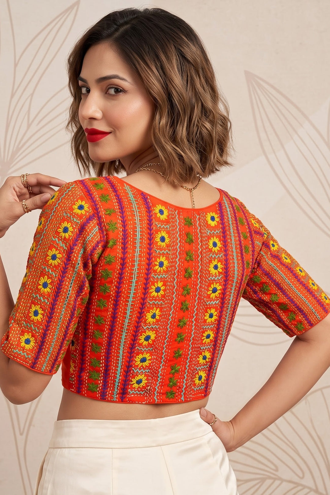 Sunflower Reverie-Multicolor Handwork Blouse