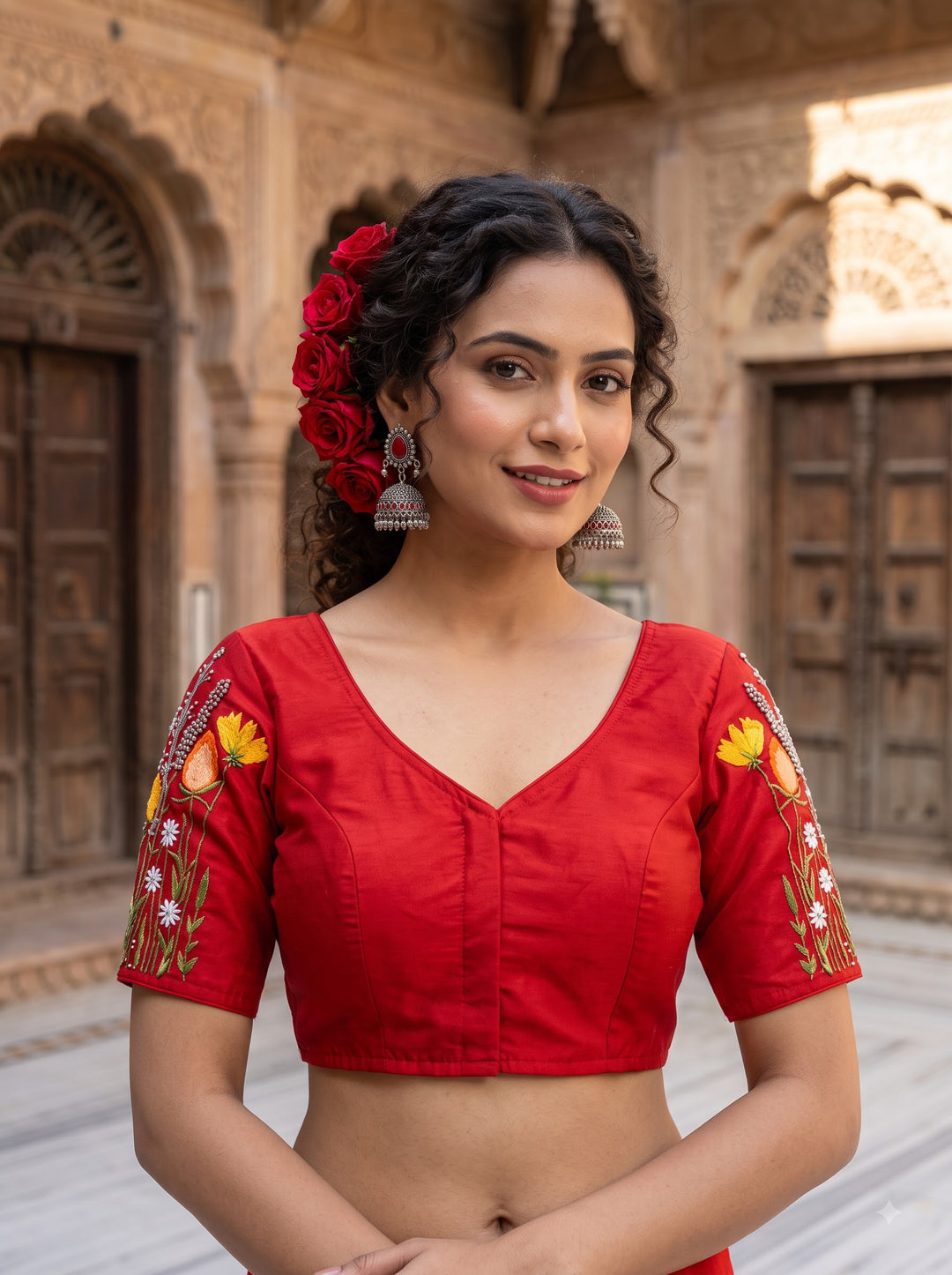 Gilded Garden Vichitra Silk Blouse